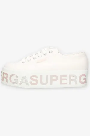Superga 2790 Platform Lettering Sneakers bianche con logo iridescente