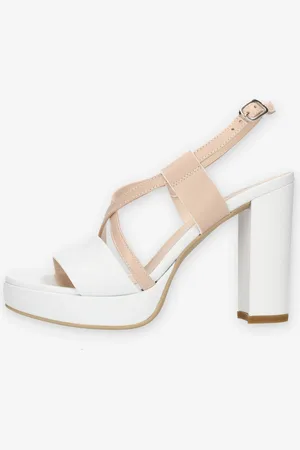 Nero Giardini E307543D-707 Sandali bianchi e rosa da donna con tacco largo