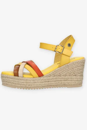 Refresh Sandali gialli da donna con zeppa in corda