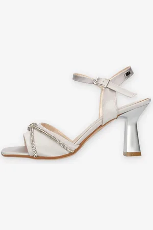 VALLEVERDE Sandali grigio perla con strass