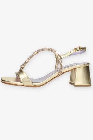 Albano Sandali platino con strass e tacco largo
