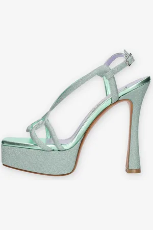Albano Sandali in tessuto glitterato verde menta