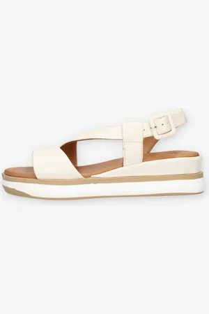 Inuovo Sandali crema da donna con zeppetta