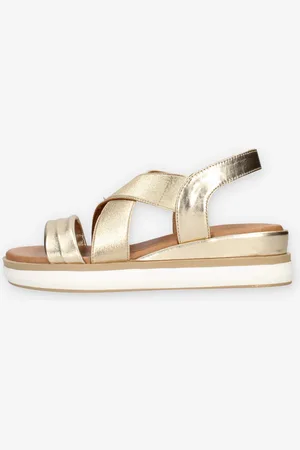 Inuovo Sandali oro da donna con zeppetta