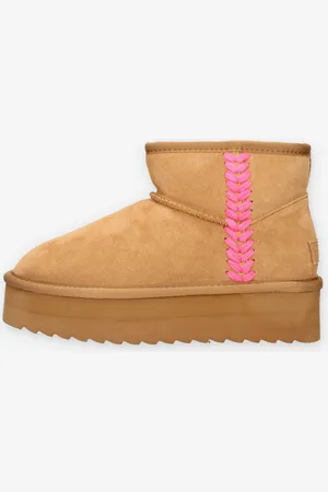 Colors of California HC.YWPLA10-TAN Stivaletti platform tan e fuxia con lana