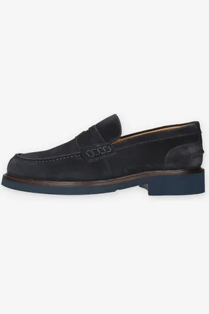 Exton 442-CAMOSCIO-BLU Mocassini da uomo blu modello college