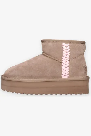 Colors of California HC.YWPLA10-TAU Stivaletti platform taupe e rosa con lana