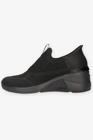 Skechers 177667-BBK A Wedge Crecent Slip on nere da donna
