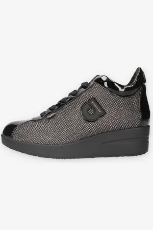 AGILE BY RUCOLINE 226-A-GLITTER-14BS Jackie Sneakers nere glitterate da donna