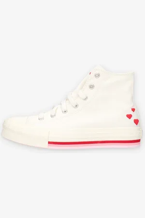 Converse A10716C Chuck Taylor All Star Eva lift HI Sneakers alte bianche e rosse con i cuori