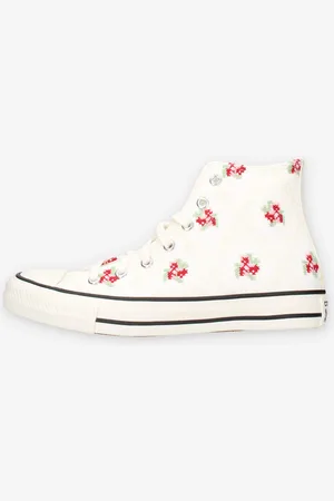 Converse A12635C Chuck Taylor All Star HI Sneakers alte avorio con ricami