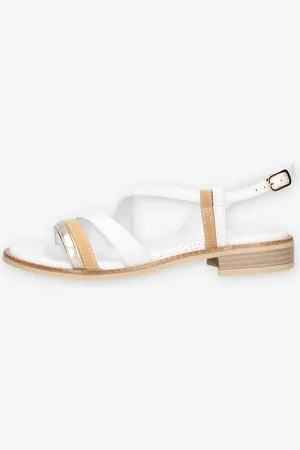 Nero Giardini E513421D-415 Sandali bassi beige bianchi e platino da donna