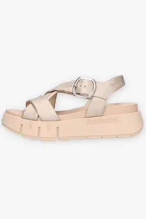 Nero Giardini E513697D-675 Sandali beige da donna con zeppa