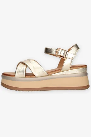 Inuovo A98018-GOLD Sandali oro con zeppetta
