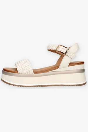 Inuovo A98021-CREMA Sandali crema con zeppetta