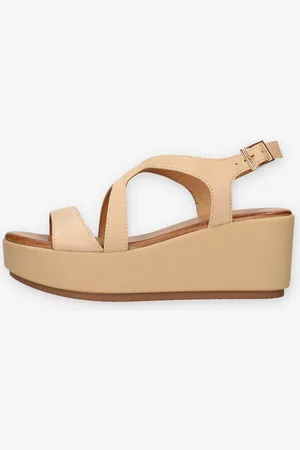 Inuovo 123106-SCISSORS Sandali beige con zeppa