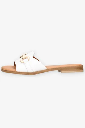 BioNatura PO04-PELLE-BIANCO Ciabattine bianche da donna