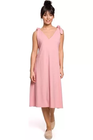 BE Donna Vestiti a trapezio - Vestiti B148 Abito a trapezio con cinturino - rosa