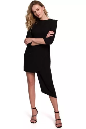 Makover Donna Vestiti asimmetrici - Vestiti K047 Tubino asimmetrico - nero