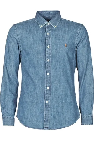 Ralph Lauren Camicia a maniche lunghe CHEMISE CINTREE SLIM FIT EN JEAN DENIM BOUTONNE LOGO PONY PLAYER