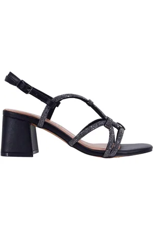 Bibi Lou Sandali slingback donna Liv in pelle nera e strass