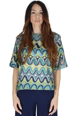 Maliparmi T-shirt donna Collection Print in seta verde a fantasia