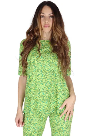 Maliparmi T-Shirt donna Summer Coral in jersey stampato verde