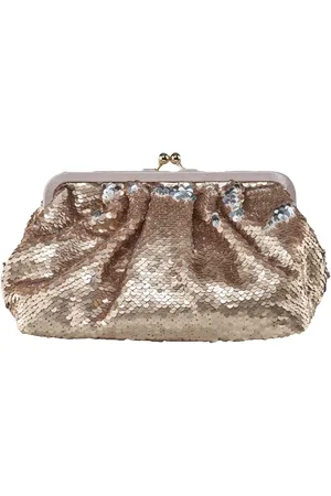 ANNA CECERE Borse donna in paillettes champagne con catena