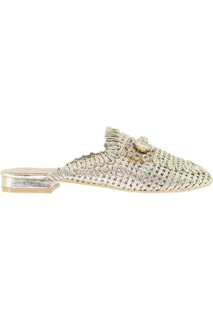 Exe Mule donna in tessuto oro con morsetto