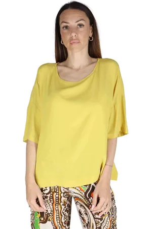 Maliparmi T-shirt donna Fluid Crepe in misto seta giallo