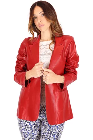 SPATARELLA Giacche over donna in pelle rossa