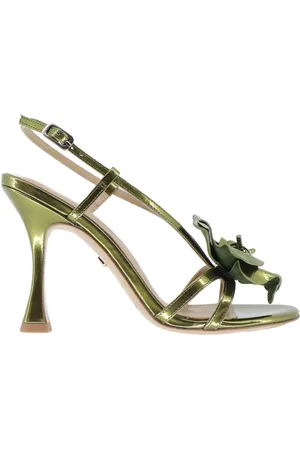 Lola Cruz Sandali slingback donna Tulipa in pelle verde con tacco alto