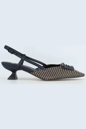 Exe Slingback donna in tessuto beige e con tacco basso