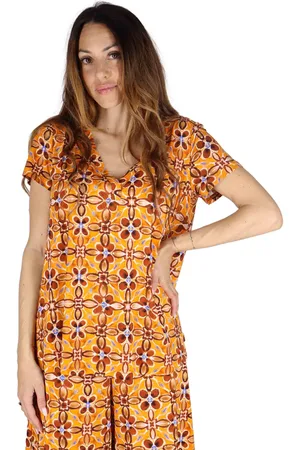 Maliparmi T-Shirt donna Caleido Flower in jersey arancione stampato