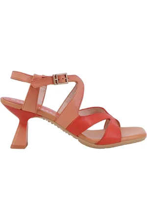 Hispanitas Sandali donna in pelle corallo con tacco alto
