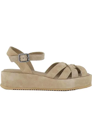 Unisa Sandali donna in camsocio con zeppa