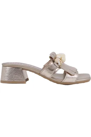 Hispanitas Sandali donna in pelle bornzo con frange e tacco basso
