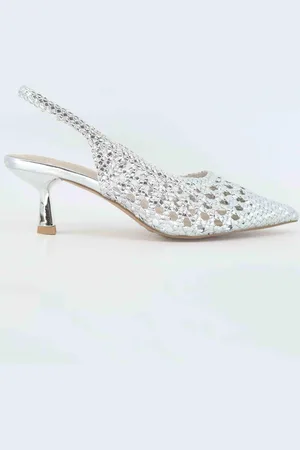 Exe Slingback donna in tessuto con tacco gioiello