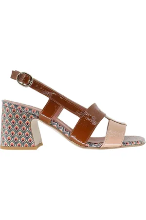 Les venues Sandali slingback donna in vernice cuoio tacco alto