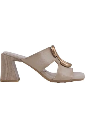 Hispanitas Sandali donna in pelle con tacco alto e fibbia oro