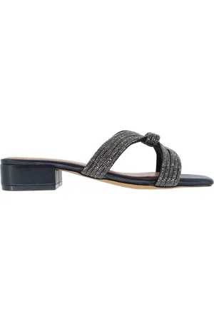 Bibi Lou Sandali donna Sloan in pelle nera con strass e tacco basso