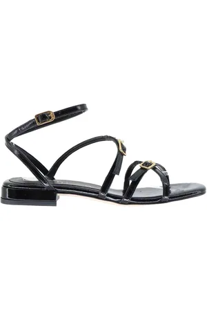 Unisa Sandali donna in vernice nera con tacco basso
