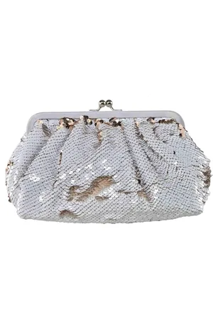 ANNA CECERE Borse donna in paillettes bianche con catena