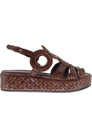 Pon´s quintana Sandali slingback donna in pelle intreccaita testa di moro