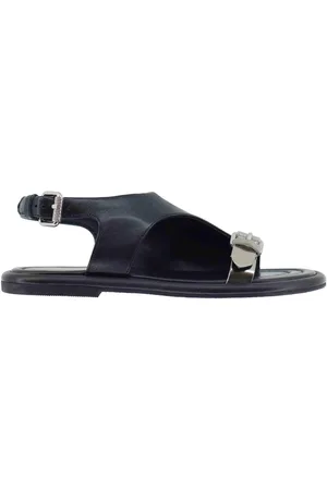 Elvio zanon Sandali flat donna in pelle nera con cinturino posteriore