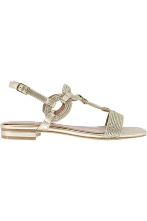 Bibi Lou Sandali slingback donna Yara in pelle e tessuto oro tacco basso
