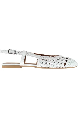 Unisa Slingback donna in pelle intreccaita bianca tacco basso
