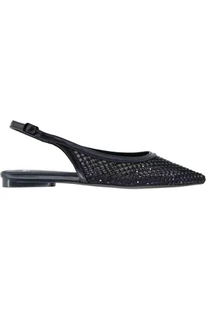 Exe Slingback donna in rete nera con strass e tacco basso