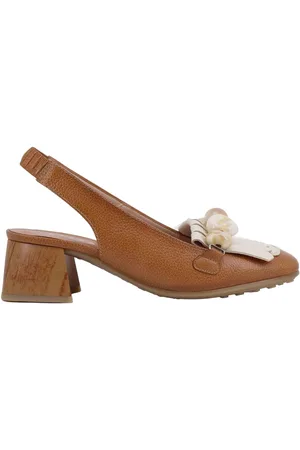 Hispanitas Slingback donna in pelle cuoio con frange