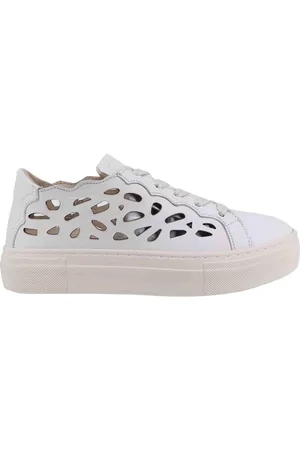 SPATARELLA Sneakers donna in pelle laserata bianca